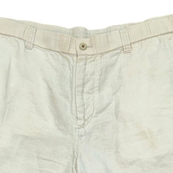 Tommy Bahama Linen Bermuda Shorts‎ Beige Summer Outdoor Preppy Golf Large Tall - Picture 2 of 8